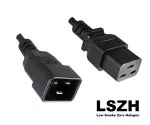 IEC cable C19 to C20 LSZH, 1.5mm², 16A, black, length 1.80m